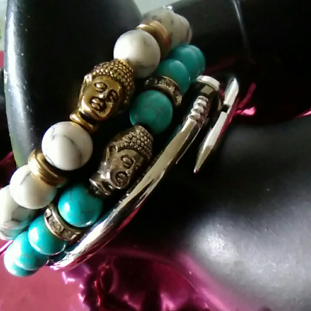 Unisex Bracelet Genuine Gemstones Buddha